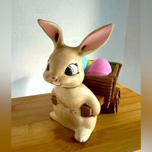 COPY - Vintage Holt Howard style Easter Bunny Rabbit Wheelbarrow Ceramic Plante…